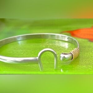 JBG 14K Gold Sterling Silver Caribbean Hook Bracelet Bangle 9.33g Crucian